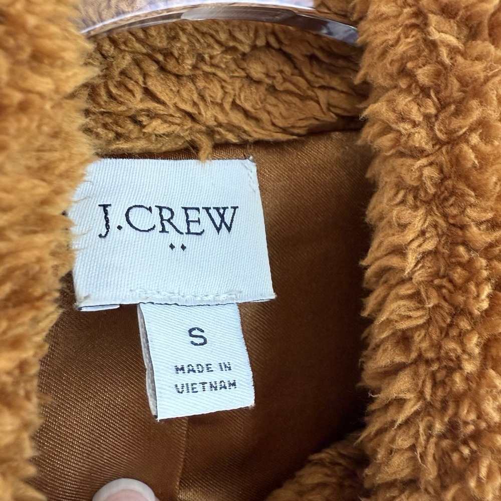 J.CREW Sherpa Camel Funnelneck Zip Jacket Women Small AB440 Teddy - Picture 5 of 14